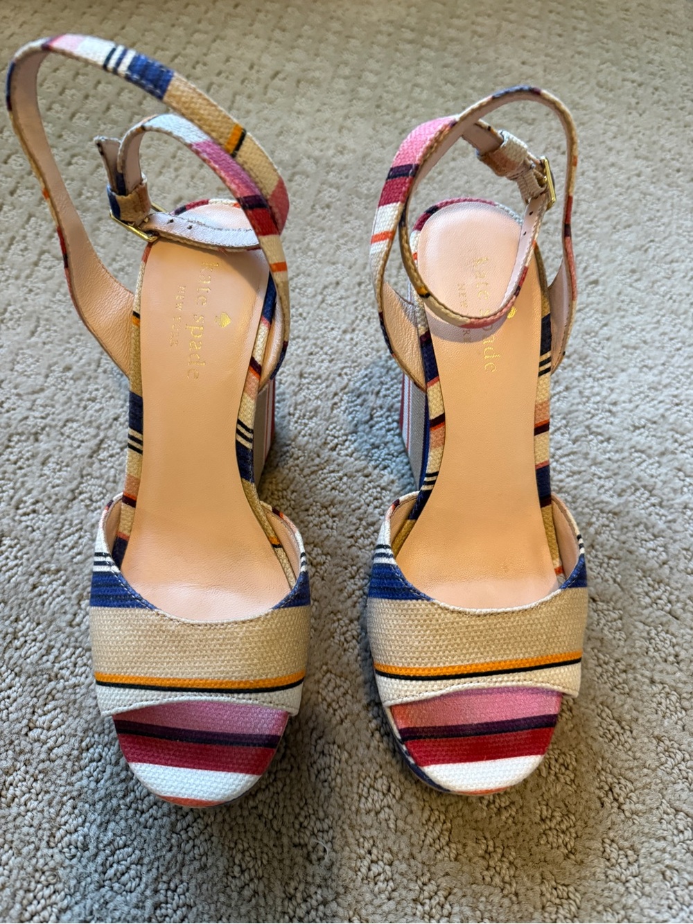 Kate Spade New York Striped Wedge Platform Sandals, 5.5 M